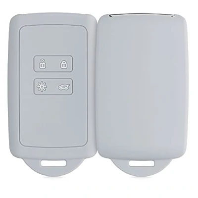 Afbeelding van kwmobile autosleutelhoes geschikt voor Renault 4 knops Smartkey autosleutel (alleen Keyless Go) Siliconenhoes in lichtgrijs Sleutelcover