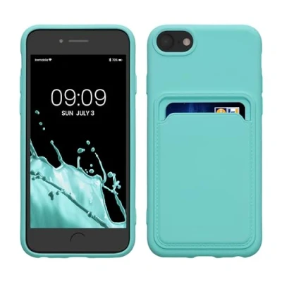 Afbeelding van kwmobile telefoonhoesje geschikt voor Apple iPhone SE (2022) / (2020) 8 7 Hoesje met pasjeshouder TPU case in mintgroen