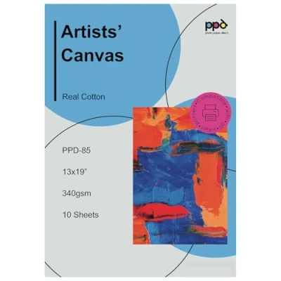 Afbeelding van PPD 10 vellen x A3+ canvas Fine Arts bedrukbaar inkjet, 100% katoen, 340 g, fotopapier gestructureerd voor fijne kunst, 85