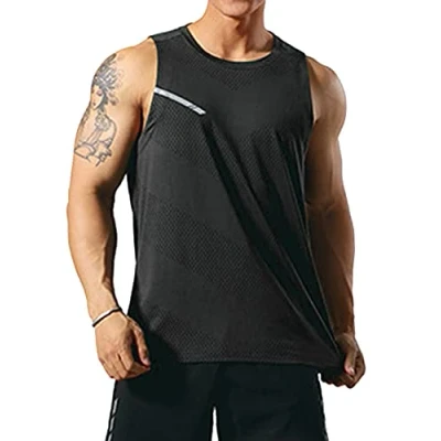 Afbeelding van Mouwloze atletische trainingsshirt voor heren, sneldrogend hardloopshirt, zwart.