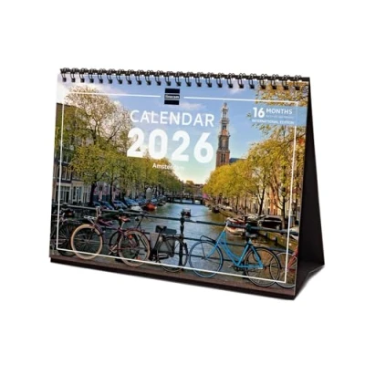 Image de Finocam Calendrier de bureau 2026 1 Mois par page Janvier Décembre + Sept. Déc. 2025 (4 mois) réduits Images Amsterdam International