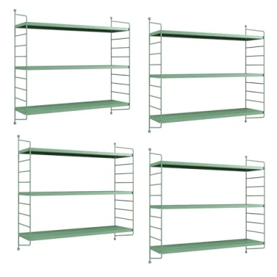 Afbeelding van Wandplank Strängnäs set van 4 verstelbaar 50x60x15 cm pastel groen [en.casa]