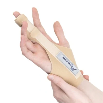Afbeelding van Verbeterde vingerspalk Actesso ondersteunt trigger, mesh, artritis, Rsi (verwondingen door herhaalde bewegingen), kleine middelgrote wijsvinger (beige)