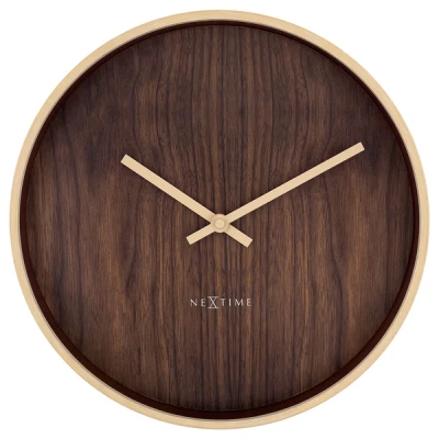 Afbeelding van Wandklok 30cm Stille Lichtbruin/Darkbruin Plastic NeXtime &#039;Oslo&#039;