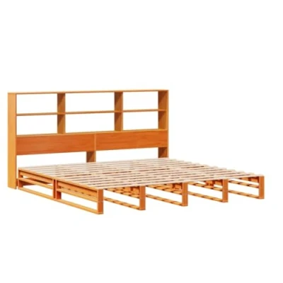 Afbeelding van vidaXL Bed met boekenkast zonder matras hout wasbruin 200x200 cm