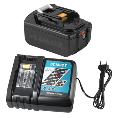 Afbeelding van 2 stuks 18 V 5,5 Ah accu voor Makita met BL1860B BL1850 BL1840B LXT400 snellader DC18RC 3A oververhittingsbeveiliging