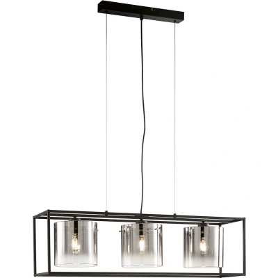 Afbeelding van Fischer &amp; Honsel Hanglamp Samu 3x E27 max. 40 W (zonder verlichtingsmiddel) Zwarte Zandgrond met Rookkleurrig Glas