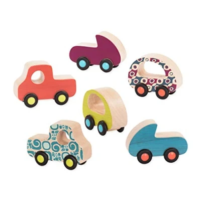 Afbeelding van B. Toys by Battat BX2038Z Kleine auto&#039;s van hout, 6 stuks, vanaf 12 maanden