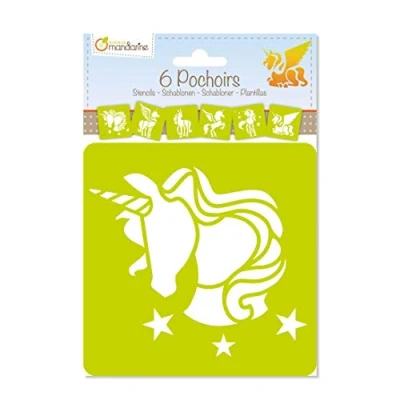 Afbeelding van Avenue Mandarine PO006C Set (met 6 sjablonen, 15 x cm, geschikt voor kinderen vanaf 3 jaar, vilt en kleurpotloden, kleuren of kleurbommen, eenhoorn) pack