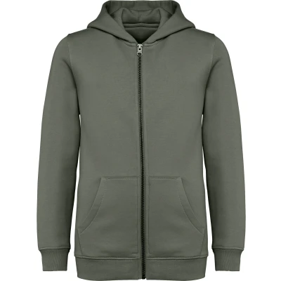 Afbeelding van Native Spirit Ecologische kindersweater met rits en capuchon NS405 Organic khaki