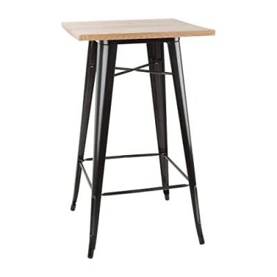 Afbeelding van Bolero Bistro bartafel met houten blad zwart