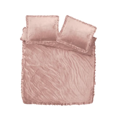 Afbeelding van Dekbedovertrek Velvet Ruffles Lits Jumeaux (240x220 cm) Wit Katoen Dessin: Effen Dreamhouse Dekbed Discounter.nl