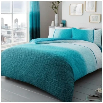 Image de GC GAVENO Cavailia Parure de lit avec Housse Couette et taie d&#039;oreiller Motifs rectangulaires, Bleu Sarcelle, Double