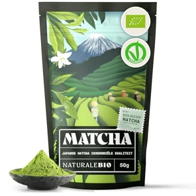 Afbeelding van Biologisch Matcha theepoeder ceremoniële kwaliteit 50 g originele groene thee uit Japan Gemaakt in Uji, Kyoto. Ideaal om te drinken, koken en als toevoeging