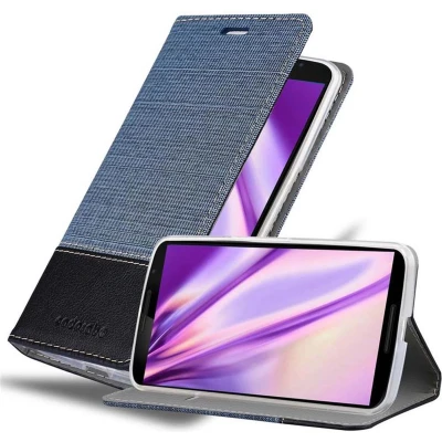 Afbeelding van Cadorabo Hoesje geschikt voor Motorola Google NEXUS 6 in DONKERBLAUW ZWART Beschermhoes met magnetische sluiting, standfunctie en kaartvakje Book Case Cover Etui