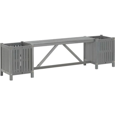 Afbeelding van Tuinbank Met 2 Bloembakken 150X30X40 cm Massief Acaciahout 1 / 150 x 30 40 Grijs