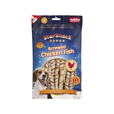 Afbeelding van NOBBY STARSNACK SCREWED CHICKEN FISH KIP &amp; VIS 9 X 113 GRAM