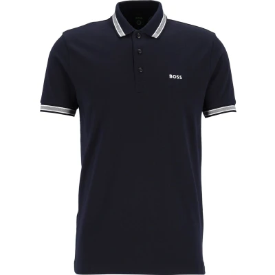 Afbeelding van HUGO BOSS Paddy regular fit polo heren korte mouw donkerblauw (contrast)