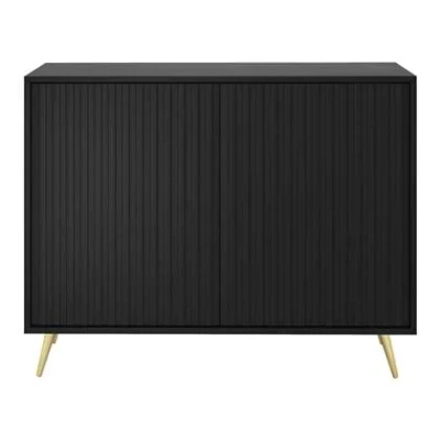 Afbeelding van Selsey Bello Dressoir met lamellenfronten 104 cm Zwart gouden poten