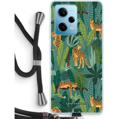 Afbeelding van Case Company® hoesje met Koord geschikt voor Xiaomi Redmi Note 12 Pro 5G Luipaard 2 Telefoonhoesje Zwart Bescherming aan alle Kanten en Over de Schermrand