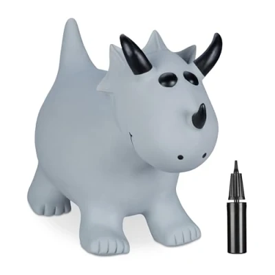 Afbeelding van Relaxdays skippydier dinosaurus springdier triceratops tot 50 kg bpa vrij grijs
