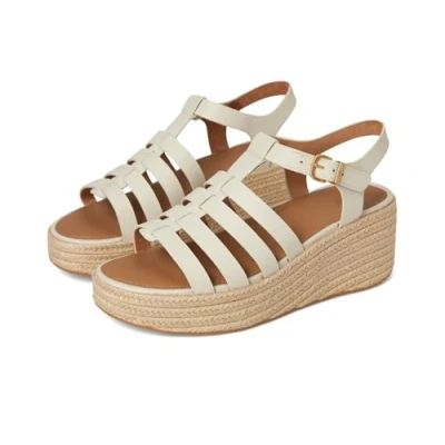 Afbeelding van FitFlop Platfforms Espadr. Leather Fisherman Wedge Sandals BEIGE Maat 39