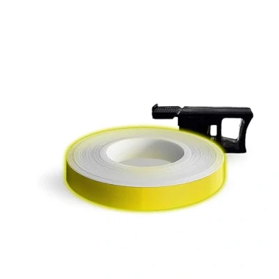 Afbeelding van 4R Quattroerre.it 10283 Wiel Stripes Refrangent, geel, 7 mm x 6 m, met applicator