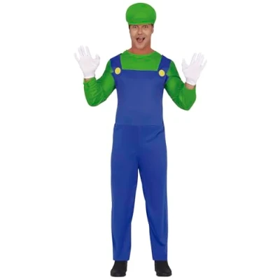 Afbeelding van Guirca Luigi Kostuum De Loodgieter Man Blauw, Groen Maat 52 54 Carnavalskleding Verkleedkleding