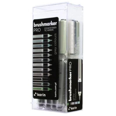 Afbeelding van Karin Brushmarker Pro Set Gray 12 stuks