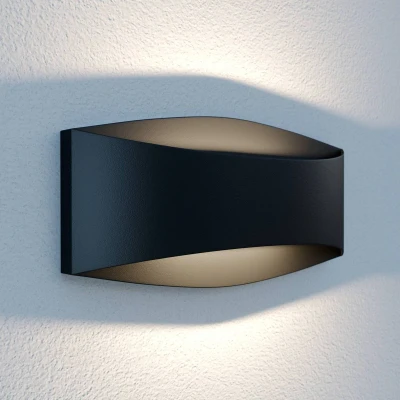 Afbeelding van Lindby LED wandlamp buiten 2lichts aluminium, glas H: 12.7 cm zwart Inclusief lichtbronnen