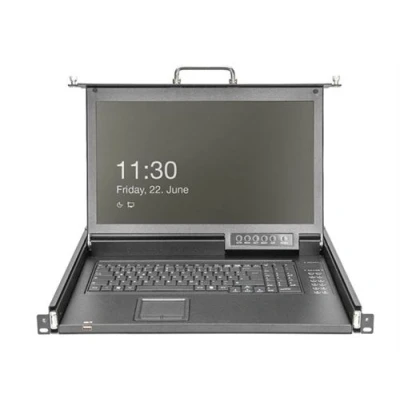 Image de Digitus Console KVM avec commutateur 8 ports allemand 17&quot; rack montable 1920 x 1080 Full HD (1080p) @ 60 Hz 1000:1 RAL 9005, noir 1U