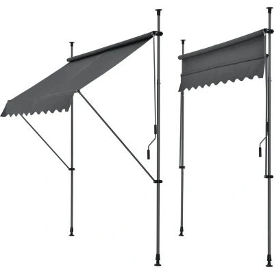 Afbeelding van Klem zonwering luifel handmatig uitschuifbaar grijs 400x120 cm