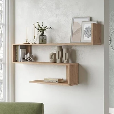 Afbeelding van Wandplank Kitee 120x14,5x71,5cm eiken