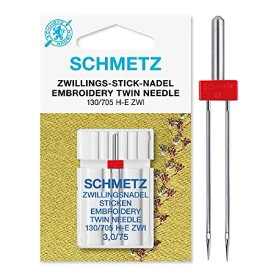 Afbeelding van SCHMETZ Dubbele naald voor naaimachines, 3,0/75, 130/705 H E ZWI NE 3,0, huishoudelijke naaimachines