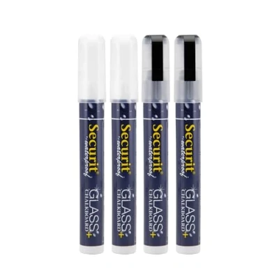 Afbeelding van Securit Medium 610 watervaste krijtstiften etuis 2x Wit Zwart