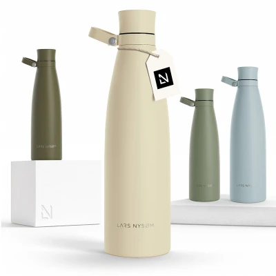 Afbeelding van LARS NYSØM &#039;Nåde&#039; Roestvrijstalen drinkfles 1000ml BPA vrije geïsoleerde waterfles 1,00 Liter Buttercream