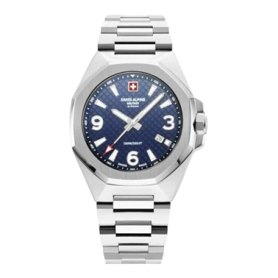 Afbeelding van Swiss Alpine Military 7005.1 Herenhorloge, analoog, kwarts, roestvrij staal, Staal/staal/blauw 1135sam, armband