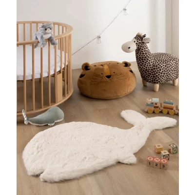Afbeelding van Kindervloerkleed Walvis Fluffy Crème 70x120 Cm