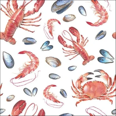 Afbeelding van Papieren servetten, 33 x cm, zeeschelpen, 20 voor decoupage en servettechniek, cm