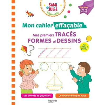 Image de Sami et Julie Maternelle Mon cahier effaçable Mes premiers tracés, formes dessins (2 6 ans)