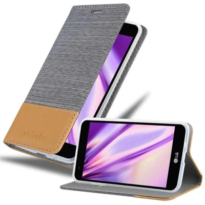 Afbeelding van Cadorabo Hoesje geschikt voor LG K4 2017 in LICHTGRIJS BRUIN Beschermhoes met magnetische sluiting, standfunctie en kaartvakje Book Case Cover Etui