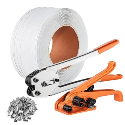 Image de VEVOR kit de cerclage avec outil tendeur cerclage, scellage, bande PP 100 m longueur, joints métalliques, pour emballage palette, d&#039;emballage l&#039;emballage