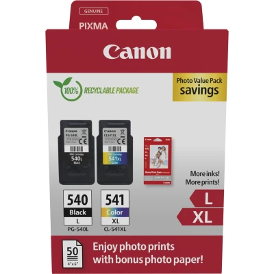 Afbeelding van Canon Inktcartridge PG540L/CL541XL Photo Value Pack Origineel Combipack Zwart, Cyaan, Magenta, Geel 5224B012