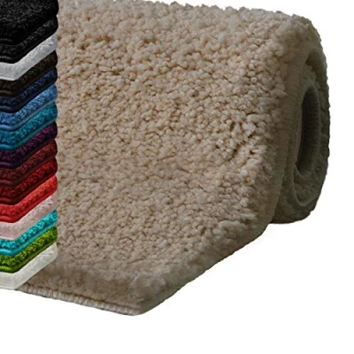 Afbeelding van casa pura Badmat, groot, pluizig en hoogpolig, antislip, machinewasbaar, beige, 80 x 150 cm
