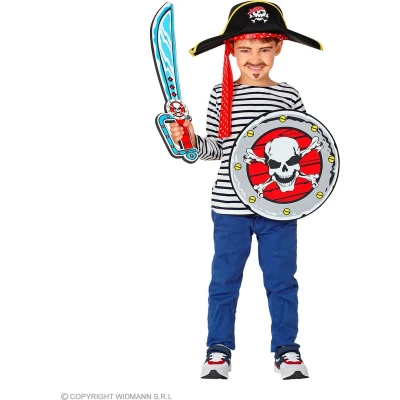 Afbeelding van Widmann Piraat &amp; Viking Kostuum Beruchte Brutus Van Skoll Eiland Blauw, Rood Carnavalskleding Verkleedkleding