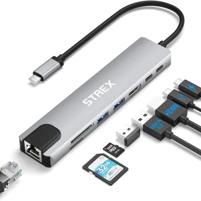 Afbeelding van Strex 8 in 1 USB C Hub Docking Station Splitter 4K HDMI A Ethernet Micro