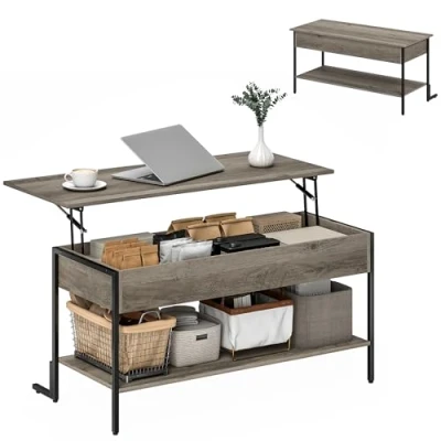 Afbeelding van HOMCOM Salontafel 95x40x59cm Spaanplaat Grijs