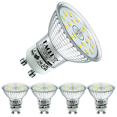 Afbeelding van EACLL GU10 LED Lamp Koel Wit, 4.9W Gelijk aan 75W Halogeenlampen, 4 pack, 6000K 585lm AC 230V Geen Flikkering Energiezuinige Verlichting, Stralingshoek 120 Spot, Niet Dimbaar Reflectorlamp
