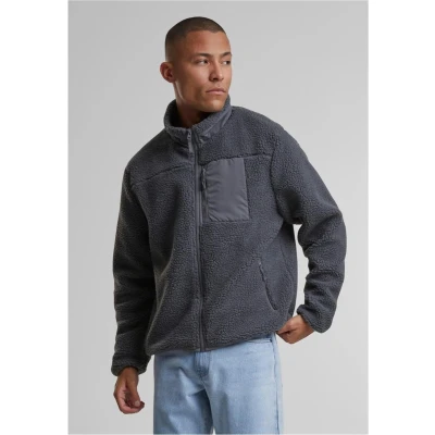 Afbeelding van Urban Classics WITH Stand UP Collar Fleecejas, Heren, Maat: 3XL, Cloudgrey