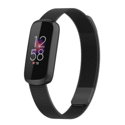 Afbeelding van Fitbit Luxe Milanese bandje Zwart RVS Horlogebandje